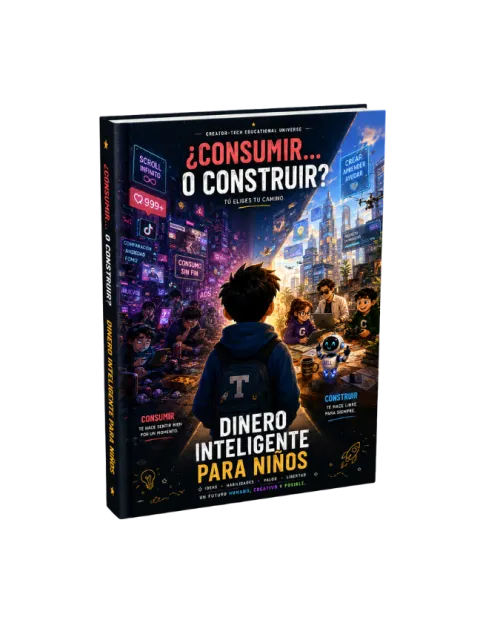 Portada del libro ¿Consumir o Construir? de Dinero Inteligente para Niños — versión lectura con padres