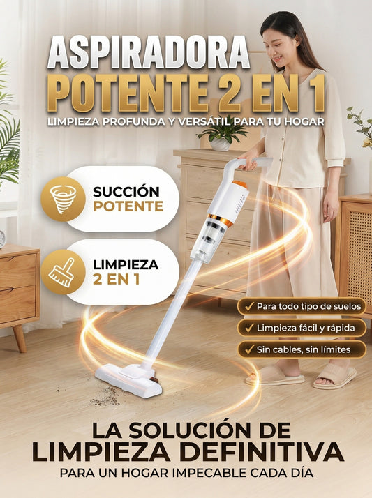 Aspiradora 2 en 1 inalámbrica blanca — vista de producto