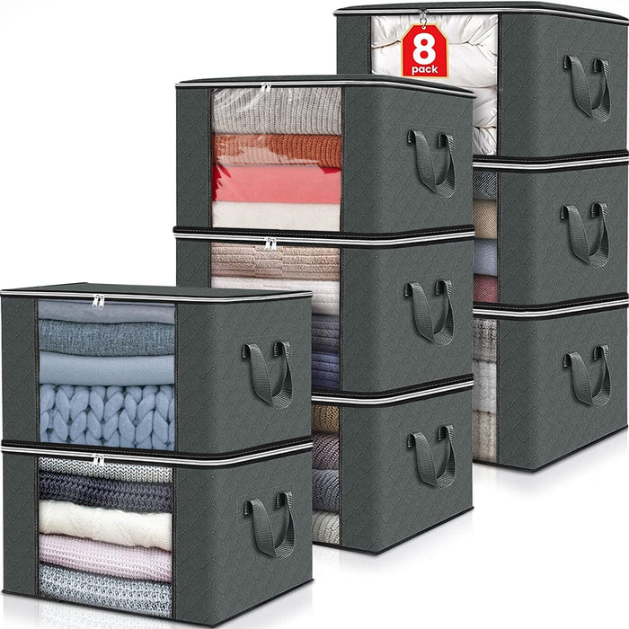 Caja Maxiorganizadora de Tela con Visor, ropa doblada visible adentro