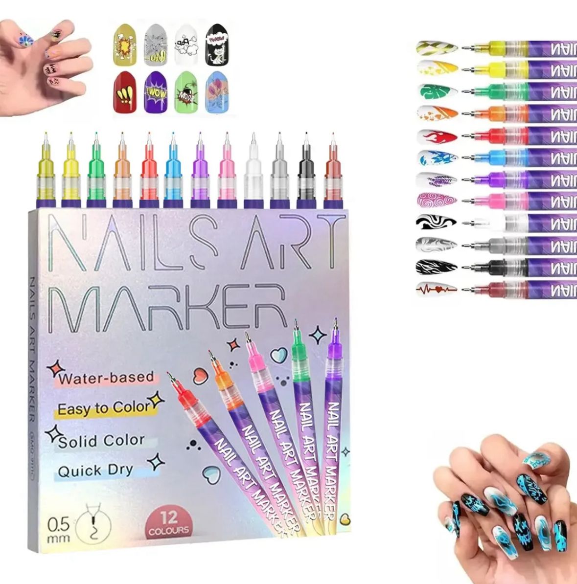 Set 12 Marcadores para Uñas
