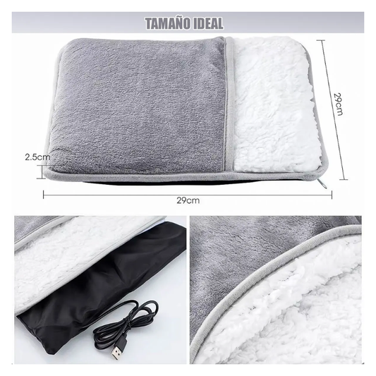 Calentador de Pies USB Polar - tamaño ideal 29x29cm, tela franela