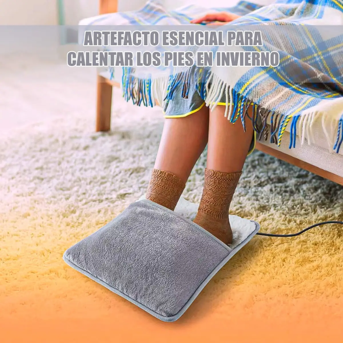 Detalle de placas térmicas y cable USB del calentador de pies