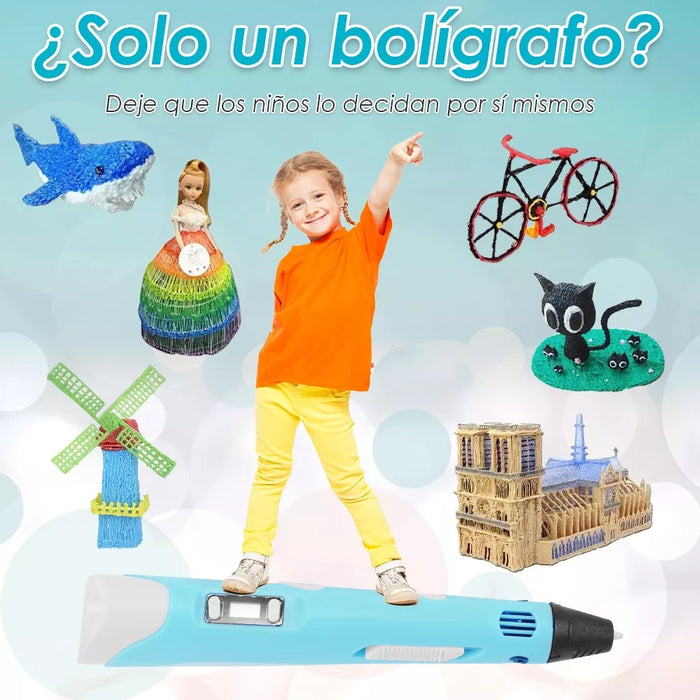 Niño creando figuras en 3D